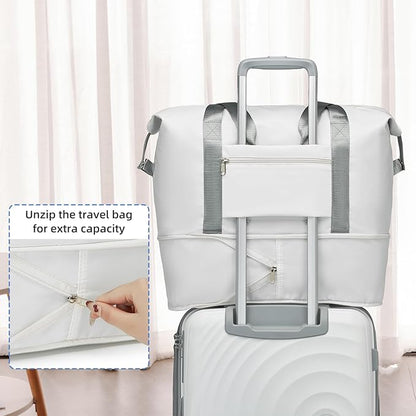 LARVENDER Luggage Sets 5 Piece, PP Hardshell Suitcase Set, Carry on Luggage Set, Expandable Travel Luggage Set with TSA Lock, Large Suitcase with Spinner Wheels for Women Men(WHITE/20/24/28/DB/TB)
