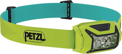 PETZL ACTIK Headlamp - Powerful 450 Lumen Light with Red Lighting, for Hiking, Climbing, Running, and Camping - Green