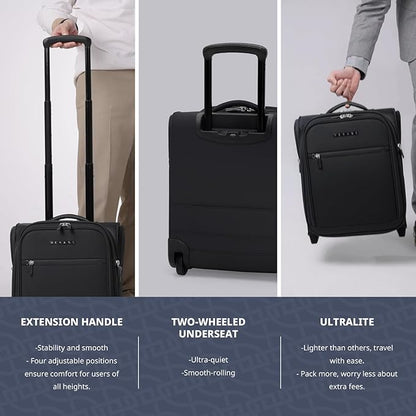 Verage Carry On Underseat Luggage with 2 Wheels & USB Port, 16 Inch Wheeled Spinner Bag Carry-on Luggages for Airlines, Lightweight Suitcase Men Women, Pilots and Crew(16-Inch Rolling Underseat Pro)