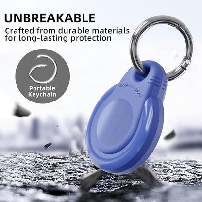 Waterproof Holder for AirTag Keychain Lock Case for Apple AirTags Keyring Durable Lightweight Cover for AirTag for Keys Kids Luggage Backpacks Pet Collar Black Blue 4Pack