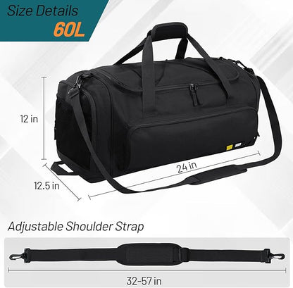MIER Large Gym Bag for Men Sports Duffle Bag with Shoe Compartment 60L Lightweight Duffel Bags for Workout Fitness Travel