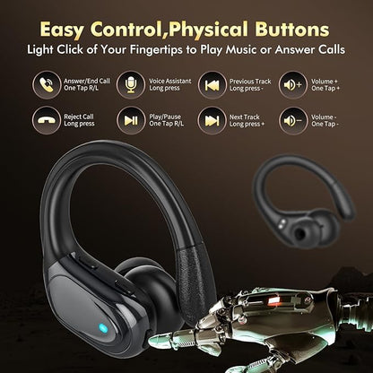 Wireless Earbuds, Bluetooth Headphones, Ear Buds with 80hr Playtime, LED Power Display, Noise Canceling, LED Power Display, IPX7 Waterproof Earphones for Gym/Workout/Sport