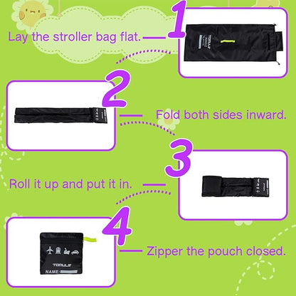 TOMULE Waterproof Gate Check Stroller Bag for Airplane Travel - XL Size, Padded for Double Stroller - Fits All - (Black)