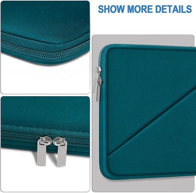 Laptop Sleeve 15.6 inch, Traveling Carrying Computer Bag with Zippered Pocket, Shockproof Protective Laptop Case Compatible for Apple Notebook, HP, Dell, Acer, Asus, Lenovo, Cyan