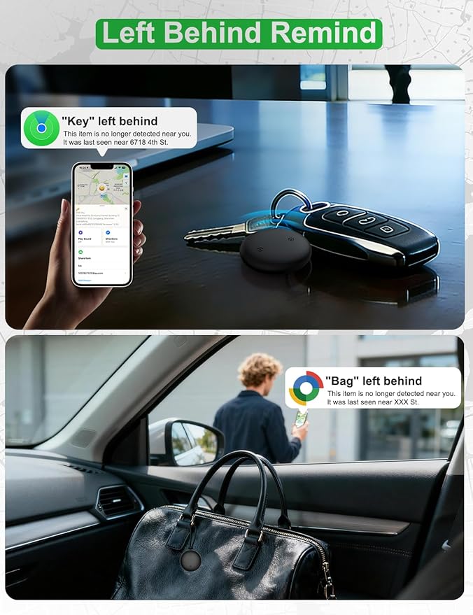 2-in-1 Air Tracker Tag for iOS & Android - Smart Tags Dual System Bluetooth Finder Compatible with Apple Find My & Android Find Hub, Mini GPS Tracker Item Finders for Keys, Wallet, Luggage, Pet, Bike