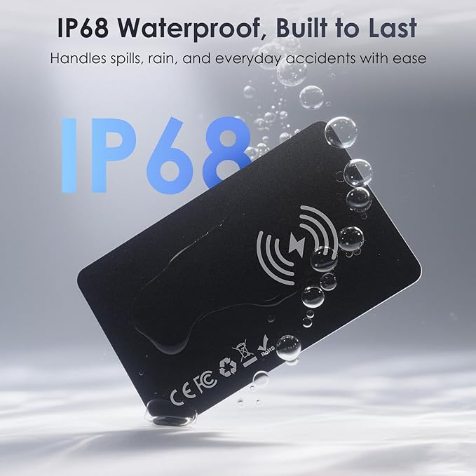 Wallet Tracker Card Air-Tag (iOS Only) - Work with Apple Find My, Bluetooth Tracker Smart Tracking Card Wallet Finder, 0.07in Slim, IP68 Waterproof, Item Locator for Luggage Tags, Passports, Purse