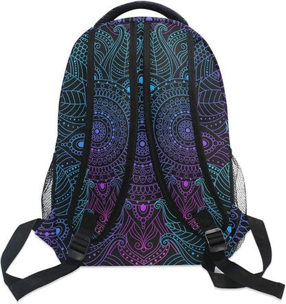 ALAZA Art Arabesque Mandala Boho Ethnic Bohemian Large Backpack Personalized Laptop iPad Tablet Travel School Bag with Multiple Pockets