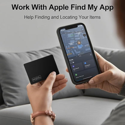 Ultra-Slim Wallet Tracker Card 1-Pack Works with Apple Find My (iOS Only) - 0.07in Thin Air Tag Card with 90dB Find Sound, IP68 Waterproof, Wireless Charging - for Passport, Luggage, Keys etc