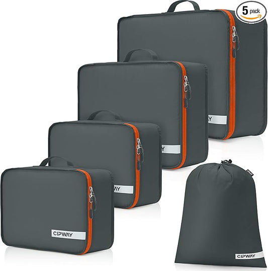 Cipway 5 Set Packing Cubes for Travel Suitcase Organizer for Accessories Luggage Carry On Suitcase Lightweight Grey
