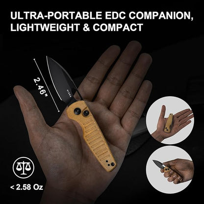 Kizer Parakeet EDC Pocket Knife, 2.46" Nitro-V Blade Folding Knife with Micarta Handle, Thumb Hole Opener Small EDC Knives for Men Women Camping Hunting V2706A3