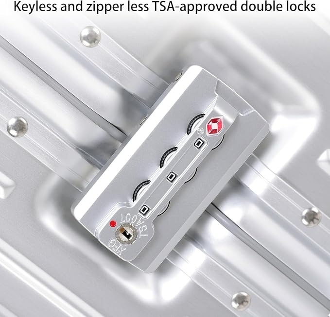 Metal All Aluminum Carry-on Luggage TSA Customs Lock Zipperless Silent Rotary Wheel Business Suitcase Aluminum Frame Set (blue, 26 '')