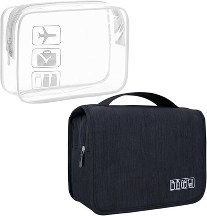 Large Capacity Toiletry Bag Travel Bag with Hanging Hook for Men and Women Waterproof Travel Cosmetic Bag Bathroom Bag,with TSA Approved Zippers Clear Travel Makeup Bag Carry-on