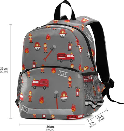 Fire Truck Kid's Toddler Backpack for Boys Girls Preschool Nursery with Safety Leash (012215)