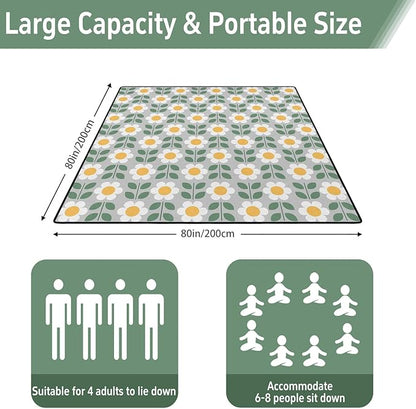 Extra Large Picnic Outdoor Blanket 80''x80'' Waterproof and Sandproof Picnic Mat for Beach Foldable Camping Accessories for Grass Lawn Park