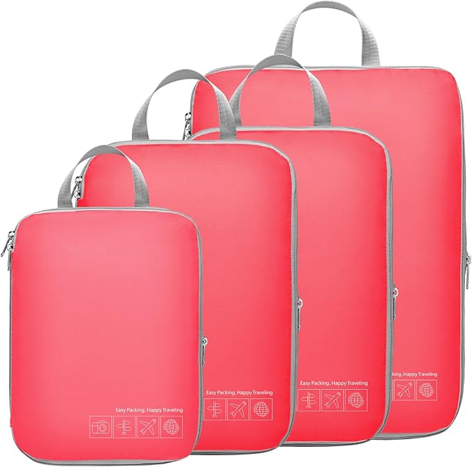Cambond Compression Packing Cubes for Travel Women - Expandable Travel Bags Luggage Organizers Travel Essentials Compression Cubes for Travel Carry on Suitcases Organizer