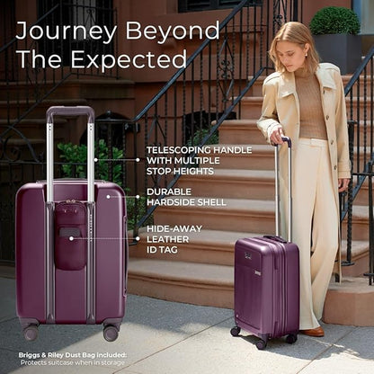 Briggs & Riley Sympatico Hardside Luggage Collection, Plum, 21" Global Carry-On, Sympatico Hardside Luggage