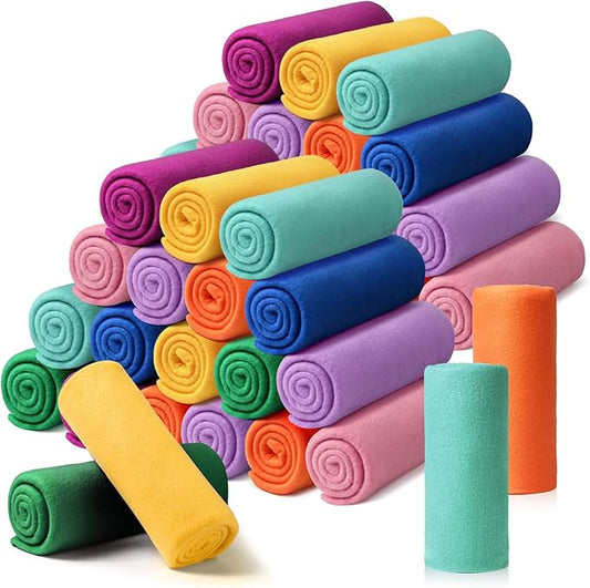 Kinlop Fleece Blanket Bulk 60 x 50 Inch Soft Lightweight Fleece Cozy Blanket Warm Throw Plush Pet Throw for Bed Couch Sofa Home Office Wedding Gifts Travel Camping(Stylish Color,40 Packs)