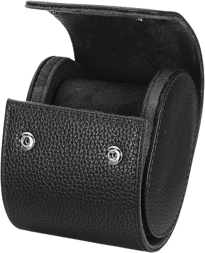 HARFINGTON Watch Roll Travel Case Single Slot Portable Leather Watch Case for Men and Women, Watches Storage Organizer with Removable Pillow for Traveling, Display, Textured Black