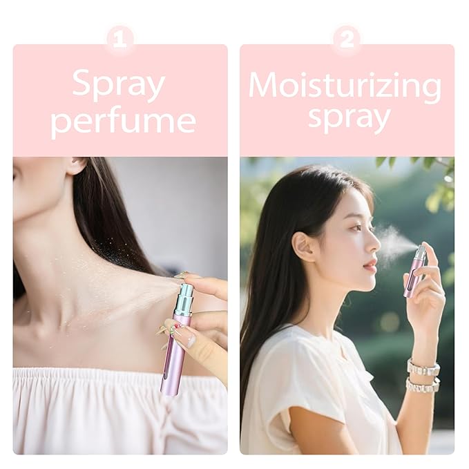 2 Pack Refillable Mini Perfume Atomizer Bottle，Portable Separate Bottles，Travel and Outings Spray Boxes Dispensers 5ml/0.2oz (Pink)