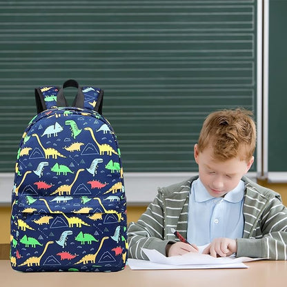 CAMTOP Backpack for Kids, Boys Preschool Backpack with Lunch Box Toddler Kindergarten School Bookbag Set (4-7Years,Dino-Navy Blue, 15/''(L)x11.8/''(H)*5.1/''(W))