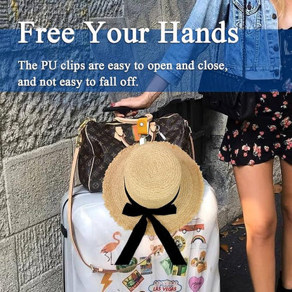 Hat Clip for Travel on Bag/Luggage, PU Leather Multifunctional Duckbill Clip, Outdoor Hat Companion