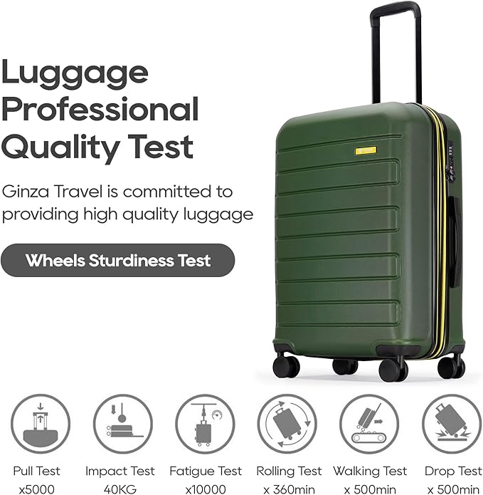 GinzaTravel ABS Luggage with TSA Locks,Large 28-Inch Expandable, and Friction-Resistant in dark green Spinner Suitcases