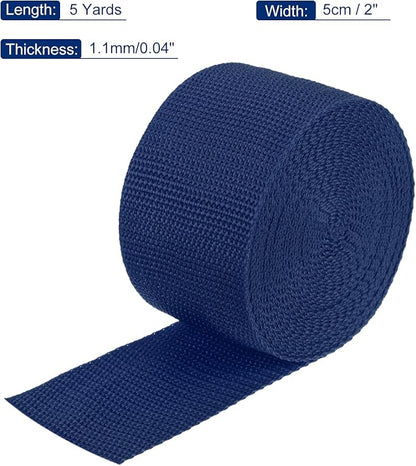 MECCANIXITY Lightweight Polypropylene Webbing Strap 2" 5 Yard Backpack Strapping Band Navy Blue for Outdoor Luggage Cargo Straps
