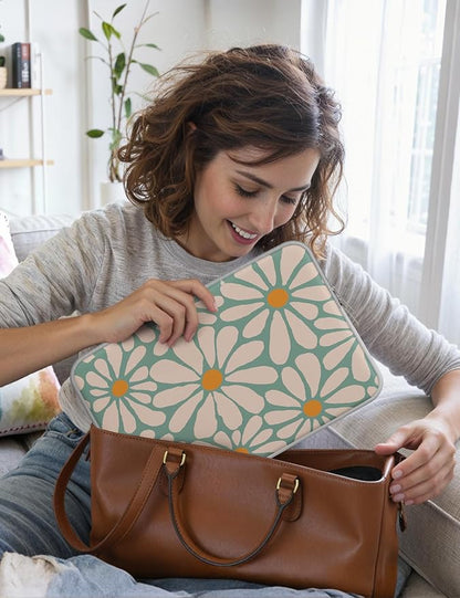 iCasso Laptop Sleeve 13 inch for MacBook Air 13-13.6 inch, Cute Laptop case for MacBook Pro 13 inch, Slim Protective Travel Carrying Case for MacBook Pro 14 inch, Chromebook, HP, Dell, Green Floral