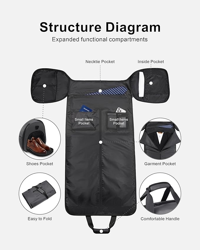 NPBAG Convertible Garment Duffle Bags for Travel - Carry on Garment Bag, Suit Bag for Men & Women, 3 in 1 Foldable Travel Duffle Backpack with Shoulder Strap (Brown)