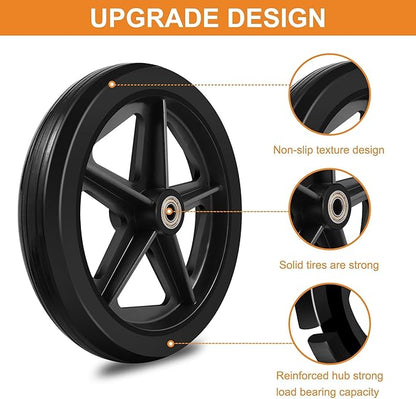 2Pcs 8 Inch Replacement Wheelchair Wheels for Walkers - Environmentally Friendly Rubber Material, Wear-Resistant PU Tires, Anti-Slip, and Durable ABS Wheel Hub (8IN Narrow 2Pcs)