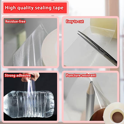 Birllaid Transparent Window Weather Sealing Tape, 2 Inch x 55 Yards (165 FT), Window AC Insulation Air Conditioner Sealing Tape, No Residue, Clear