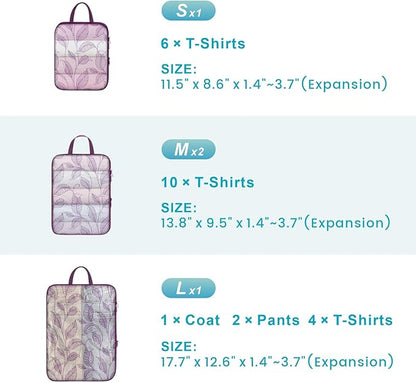 Cambond Compression Packing Cubes for Travel Women - Expandable Travel Bags Luggage Organizers Travel Essentials Compression Cubes for Travel Carry on Suitcases Organizer
