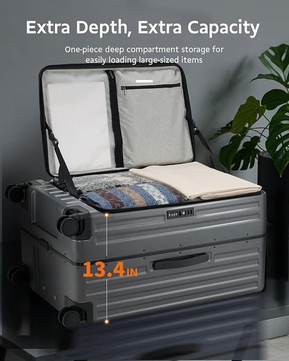 Luggage Sets 2 Pieces, 20 Inch Carry On Luggage and 29 Inch Checked Luggage with Spinner Wheels, Lightweight ABS+PC Hardshell Trunk Suitcases with Aluminum Frame, Top Opening (Black, 20/29)