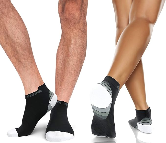 Physix Gear Short Compression Socks for Men & Women - Best Low Compression Socks Women & Men Ankle Socks with Arch Support