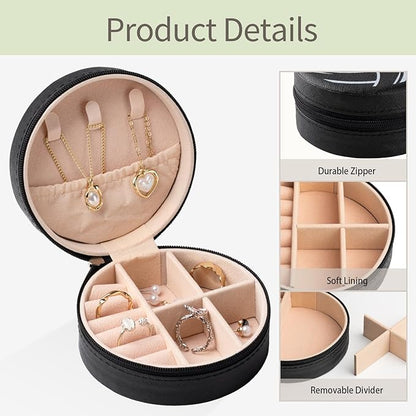 12 Pack Black Volleyball Mini Travel Jewelry Case Portable Round Volleyball Stuff Jewelry Organizer Storage Case for Christmas Sports Team Club Birthday Goodie Favors Gifts