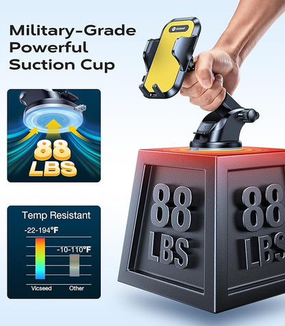 VICSEED [True Strongest Suction] [Rally Racing-Grade Stability] Phone Holders for Your Car 2025 Upgraded Car Phone Holder Mount Truck Stand Cradle for iPhone Samsung All Phones, Yellow