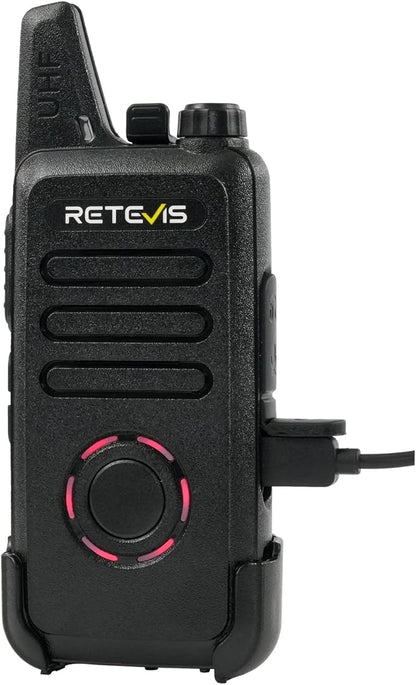 Retevis RT22S Walkie Talkies for Adults, 2 Way Radio with Earpiece, Channel Display, Rechargeable, Portable FRS Two-Way Radios, Mini Compact, for Hospitality Church School Retail Restaurant (10 Pack)