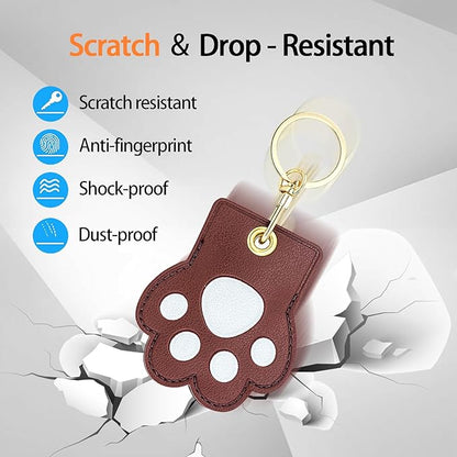 Leather Keychain Case Holder Compatible with Apple AirTag, GPS Airtag Keychain Finder Tracker with Key Ring, Anti-Scratch Protective Air Tag Cover