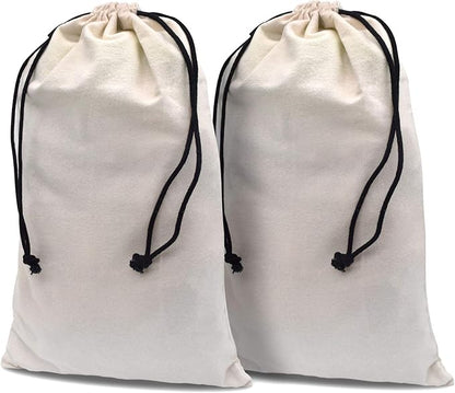 ZENPAC Cowboy Boot Bag, Beige Duster Flannel Pouch with Drawstring Closure, Washable Breathable Cotton Fabric for Shoes, Luggage, 12.5x20.5 2 Pack