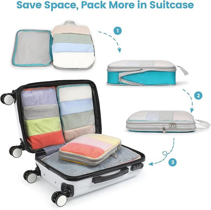 Cambond Compression Packing Cubes for Travel Women - Expandable Travel Bags Luggage Organizers Travel Essentials Compression Cubes for Travel Carry on Suitcases Organizer