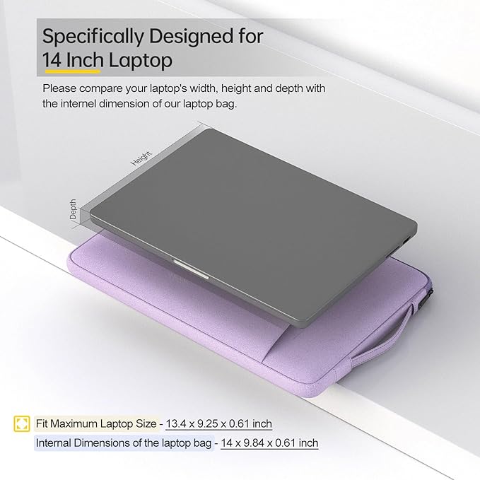 Laptop Sleeve 14 Inch Laptop Case Computer Bag for 15 inch New MacBook Air M4 A3241 M3 A3114 M2 A2941 2025-2023, Purple