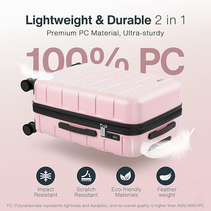 Luggage 24 Inch Medium Hardshell Expandable Lightweight Ultra Durable 100% PC Check-in Suitcase with TSA Lock Spinner Wheels, Pink