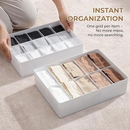 Expandable Drawer Organizer – 14-Grid Storage Box for Underwear, Bras, Socks, Baby Clothes – Fits Closets & Dressers (10+4)