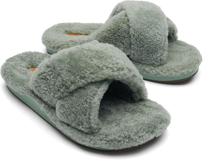 OLUKAI Hila Heu Women's Slipper, Women's Slip-On Shoes, Genuine Shearling, Wet Grip Soles for Inside & Outside Wear, Cute & Ultra-Soft Comfort Fit