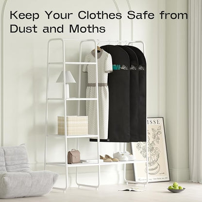 3 Pack Heavy Duty Garment Bags for Travel Suit Bags, Dress Bags, Garment Bags for Hanging Clothes with Pockets Men's Suit Holder for Shirts, Coats, Dresses (Black, 3Pack 60")