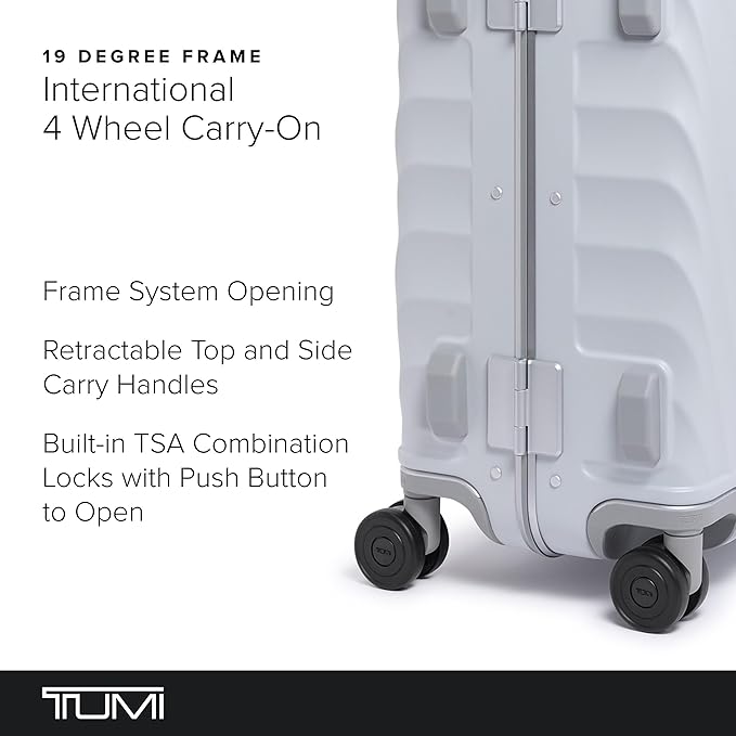 TUMI 19 Degree Frame International 4 Wheel Carry-On - Lightweight Suitcase - Hard Shell Luggage - 21.8" X 14.0" X 9.0" - Pearl Grey Texture