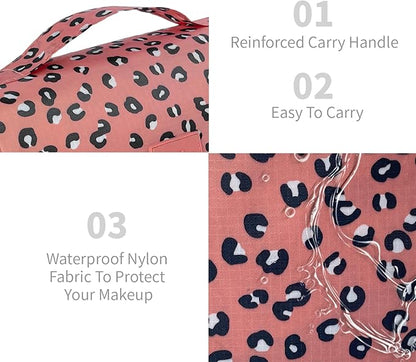 Large Capacity Toiletry Bag Travel Bag with Hanging Hook for Men and Women Waterproof Travel Cosmetic Bag Bathroom Storage Bag for Brushes Set,Full-Sized Shampoo,Accessories-Navy Flamingo