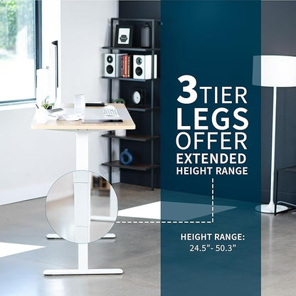 VIVO Electric 71 x 30 in Dual Motor Sit Stand Desk, Memory Height Adjustment, 2B Series, White and Light Wood Top, White Frame, DESK-KIT-2W7WC