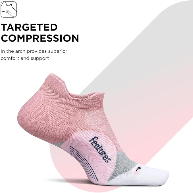 Feetures Elite Light Cushion No Show Tab Athletic Ankle Socks - Sport Sock with Targeted Compression