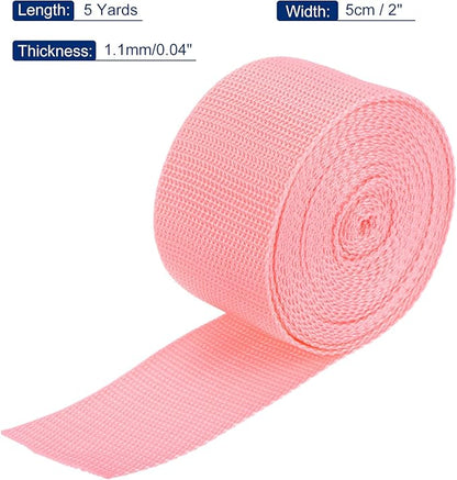 MECCANIXITY Lightweight Polypropylene Webbing Strap 2" 5 Yard Backpack Strapping Band Pink for Outdoor Luggage Cargo Straps